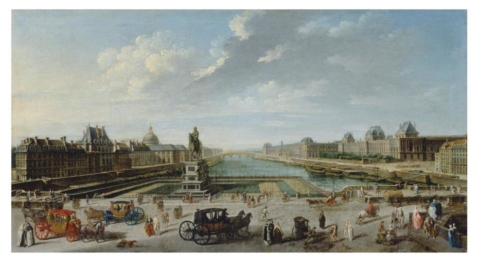 "A View of Paris from the Pont Neuf" Print by Jean-Baptiste Raguenet, 32"x18"