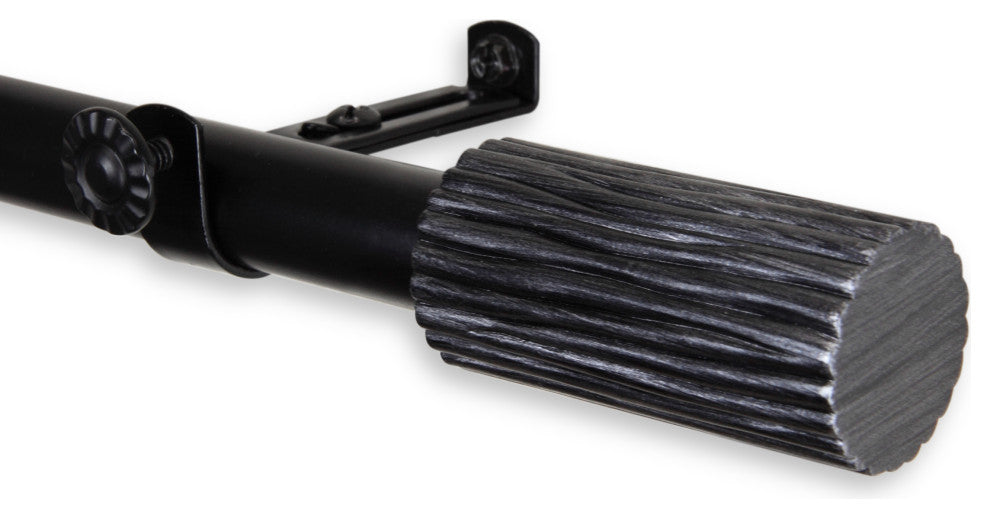 Cedar 13/16 inch Single Corner Window Curtain Rod, Black, 48-84"