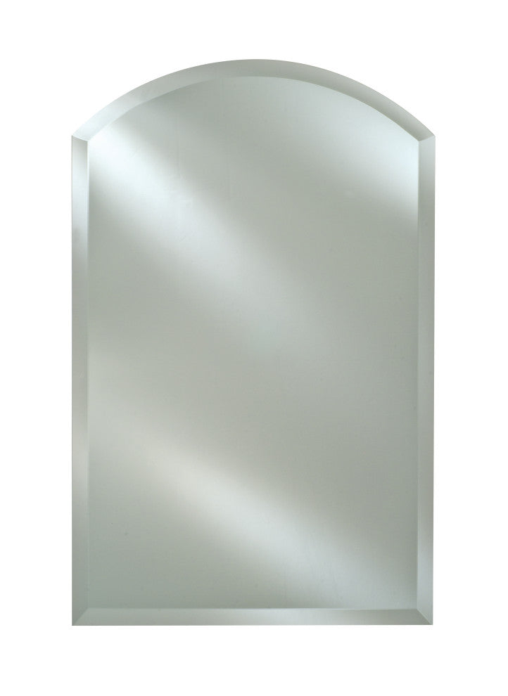 Radiance Frameless Bevel Arch Top Mirror, Satin Nickel, 16"x25", Matte Black