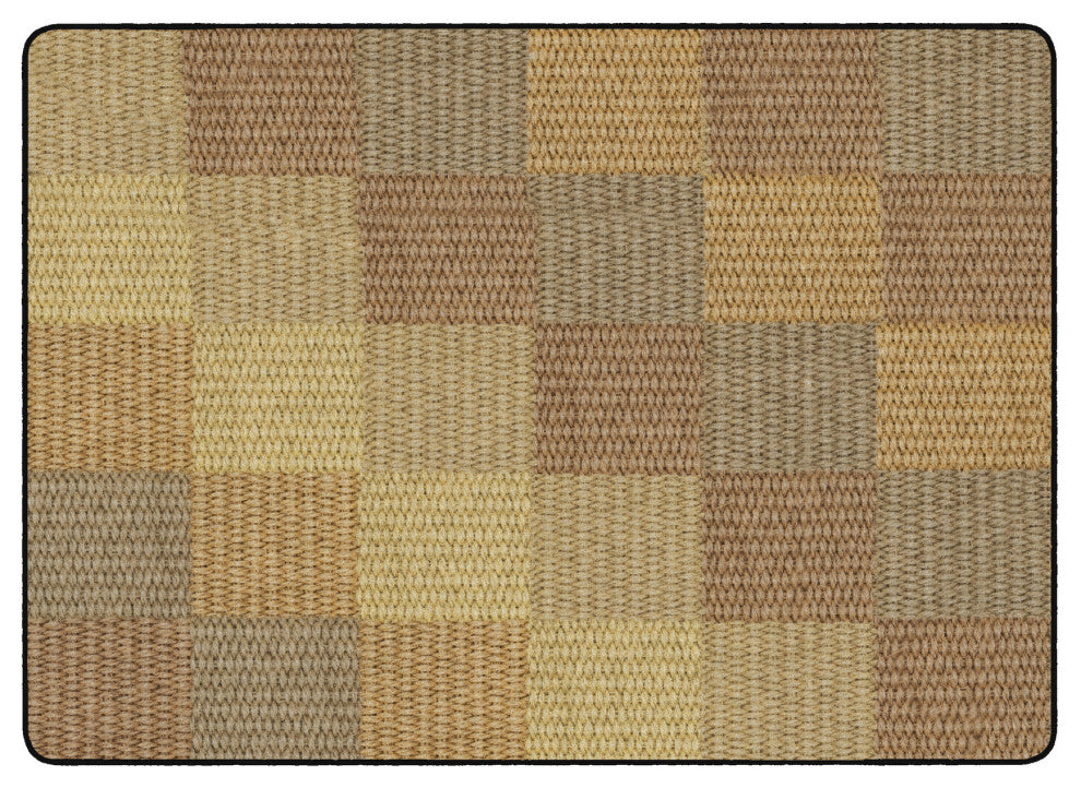Flagship Carpets FA1010-32FS 6x8'4 Cozy BasketWeave Blocks/Natural Rug