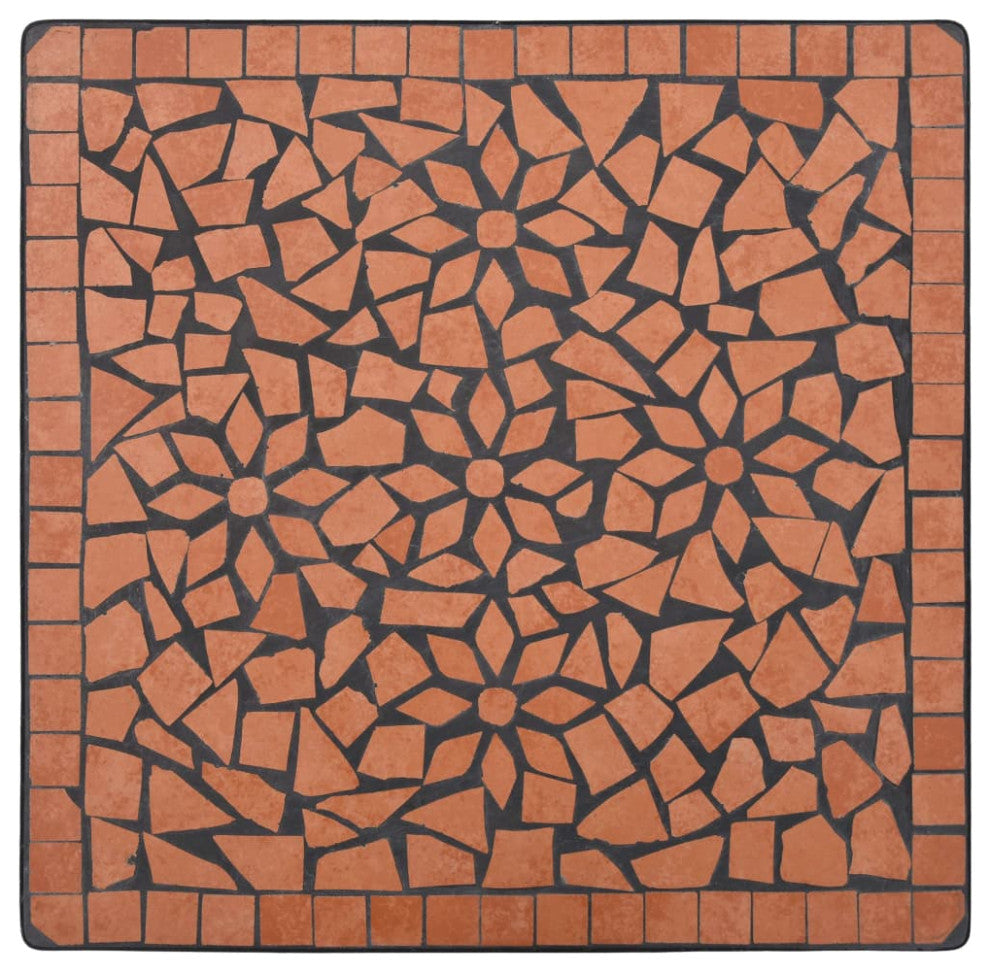 vidaXL Table Outdoor Side Table Mosaic Table for Balcony Ceramic Terracotta