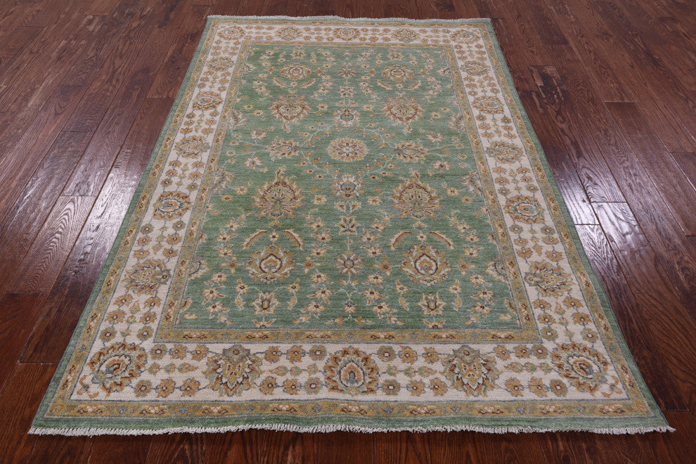 4' 8" X 6' 8" Hand Knotted Turkish Oushak Wool Rug - Q12826