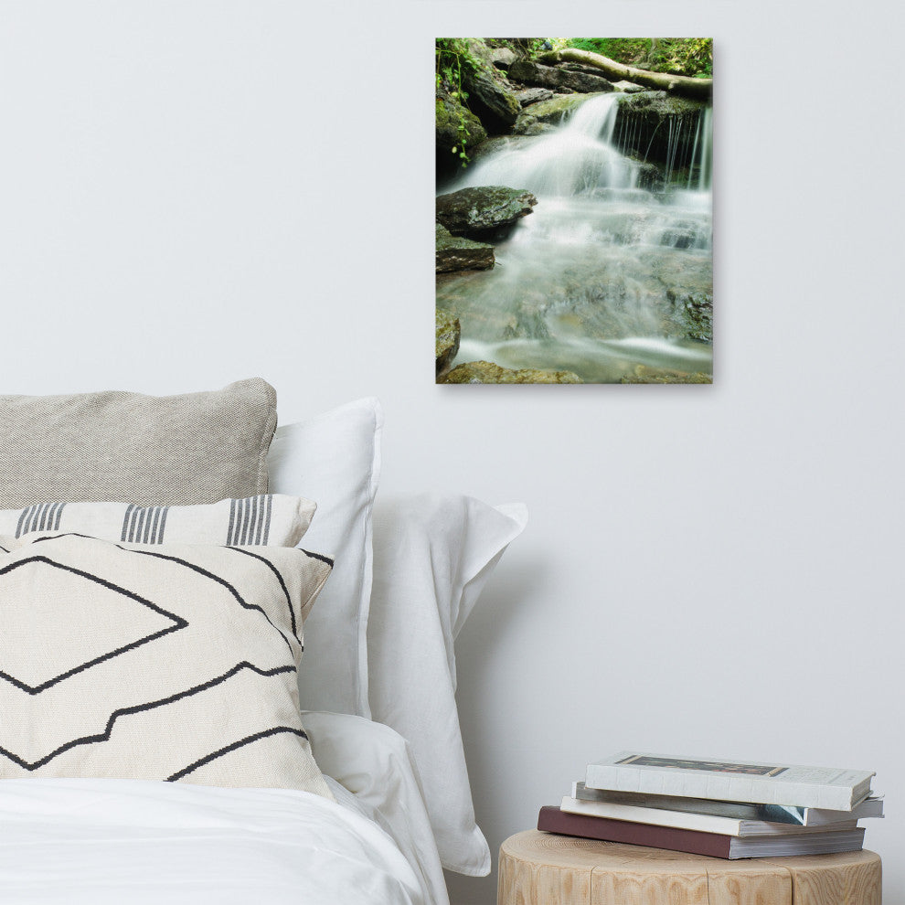 Pixley Falls 2 Rural Waterfall, Landscape Photo Canvas Wall Art Print, 16" X 20"
