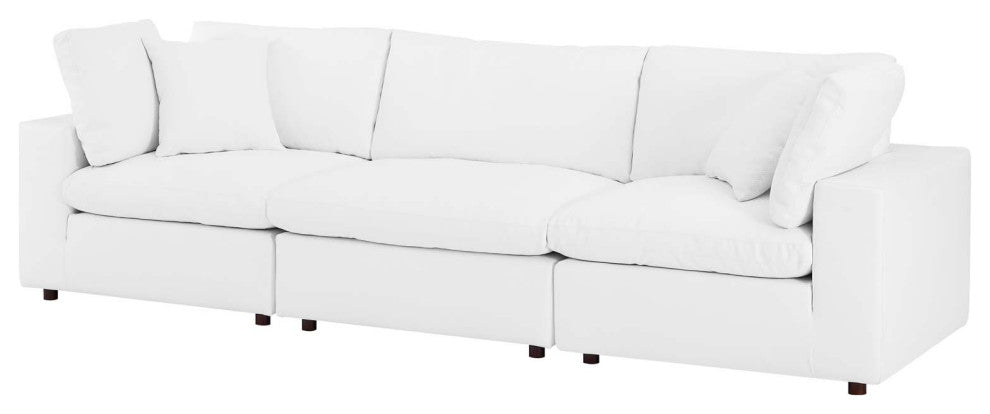 Sofa, Faux Vegan Leather, White, Modern, Living Lounge Hotel Lobby Hospitality