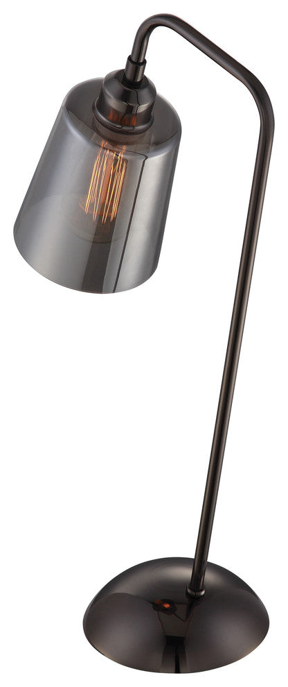 Table Lamp, Gunmetal and smoked Chrome Glass, E27 Vintage 60w