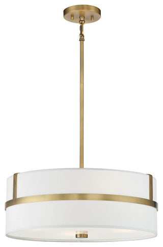 4-Light Pendant, Matte Black, Natural Brass