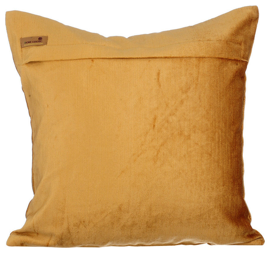 Velvet Applique 24"x24" Cotton Velvet Gold Pillow Sham, Designzillas