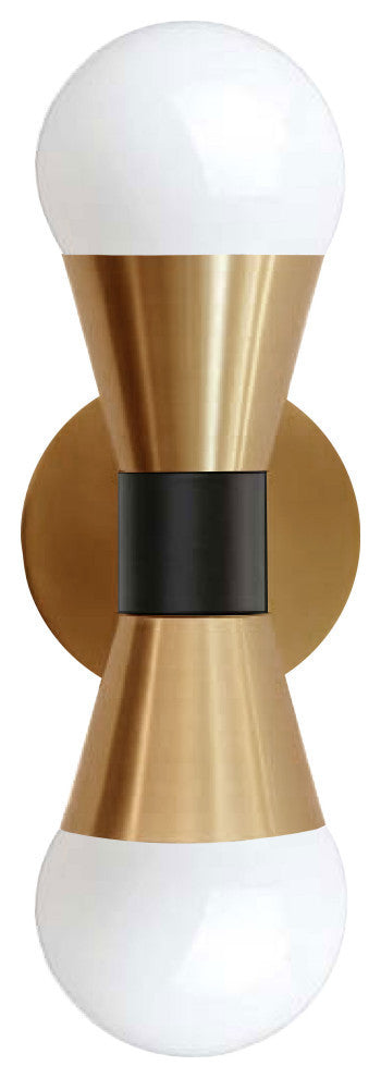 Fortuna Modern Contemporary Wall Sconce, Aged Brass With Matte Black