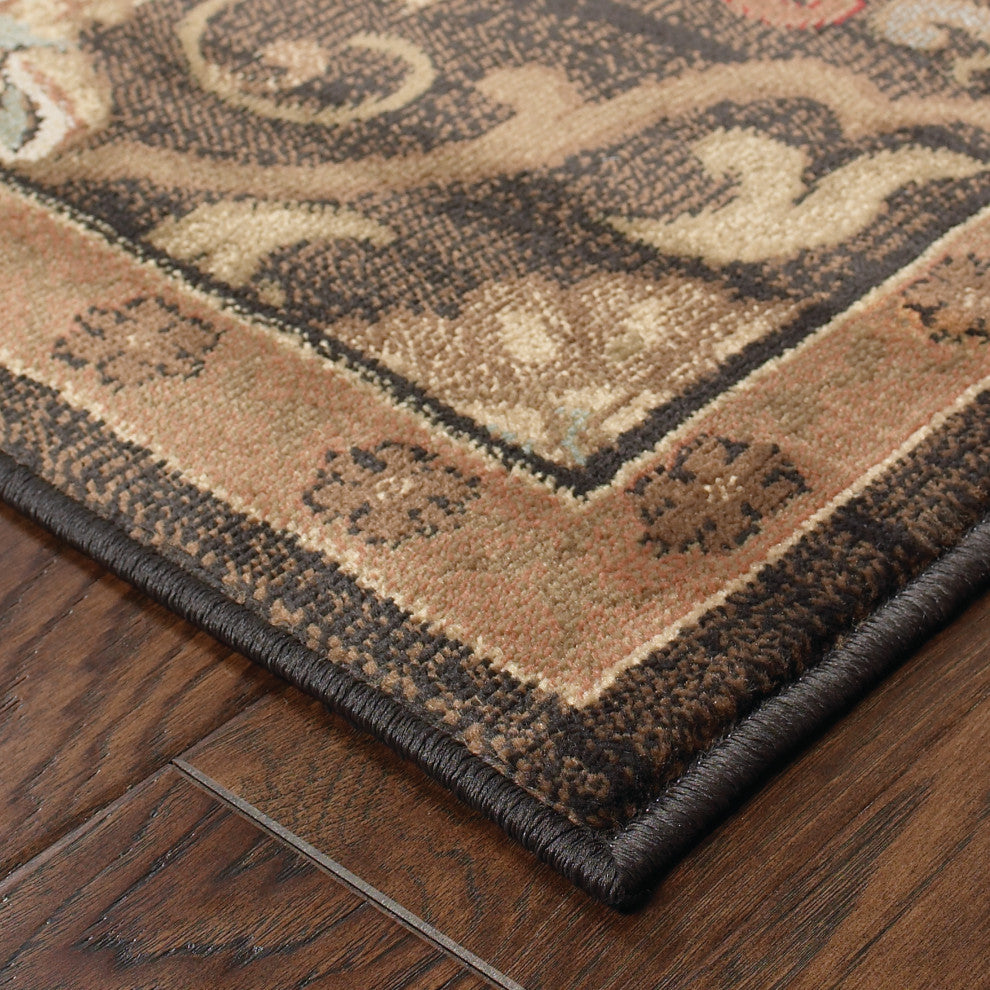 Harrison Oriental Brown and Beige Rug, 10''x13''