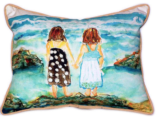 Pair of Betsy Drake Twins on Rocks Large Indoor/Outdoor Pillows