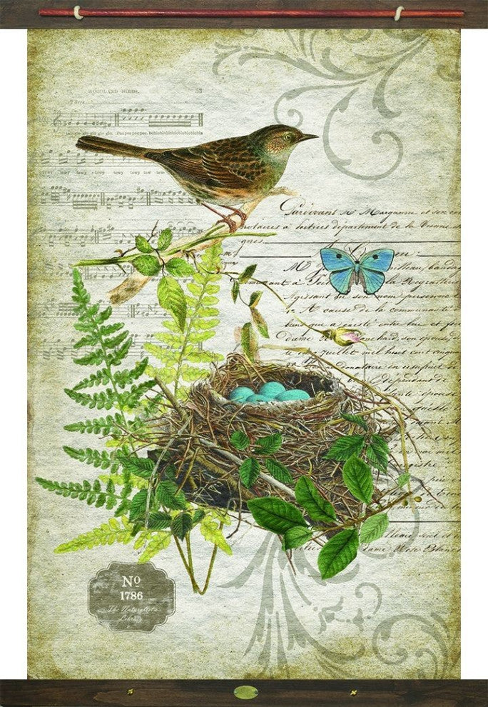 Vintage Song Bird Large Tapestry Wall Decor