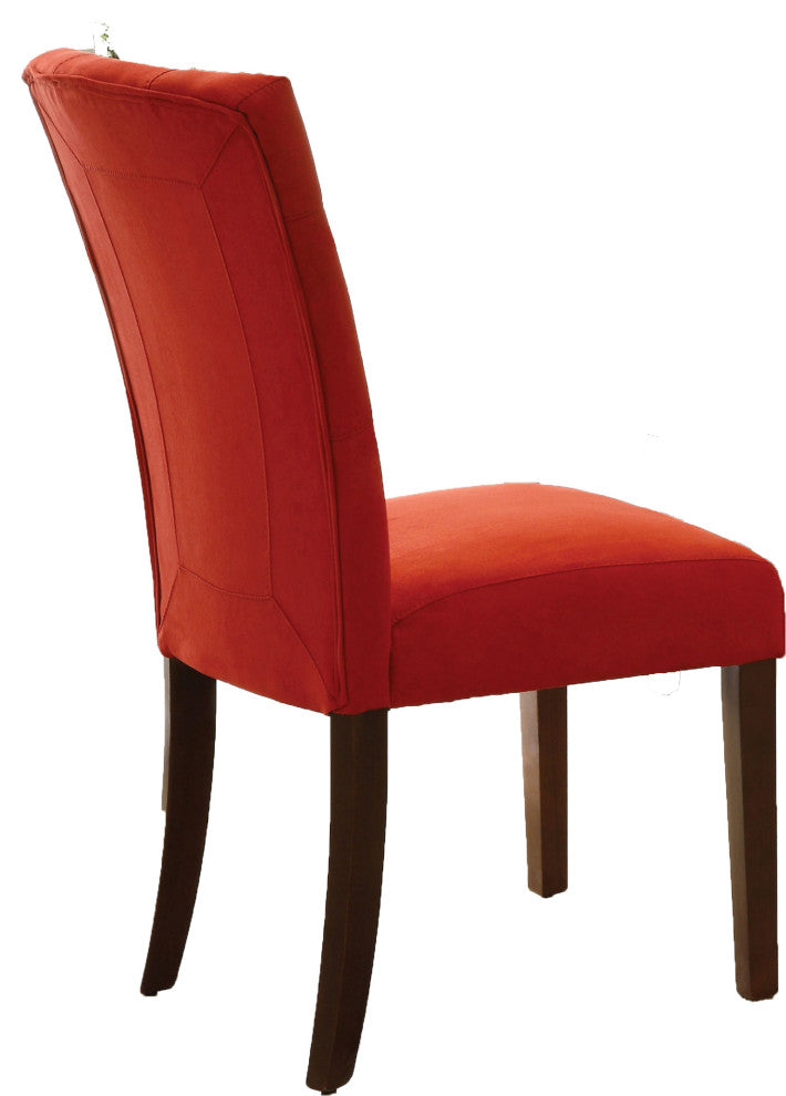 19" X 25" X 40" 2pc Red Microfiber And Walnut Side Chair