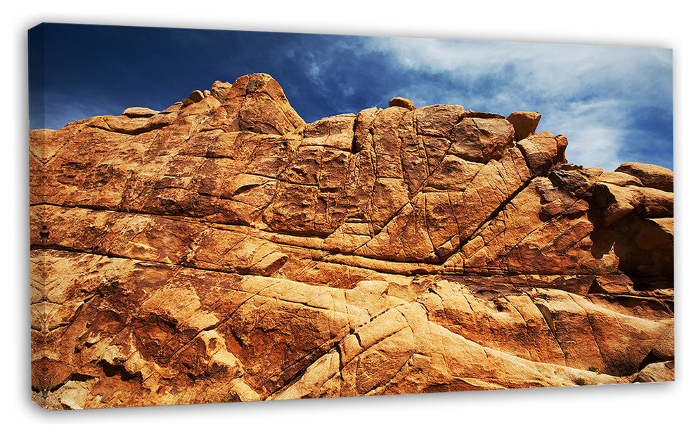 Rocky Terrain under Blue Sky, African Landscape Canvas Art Print, 32"x16"