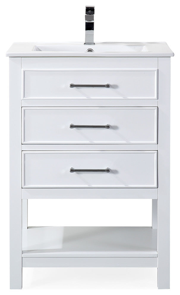 24" Aruzza Small Slim White Bathroom Vanity