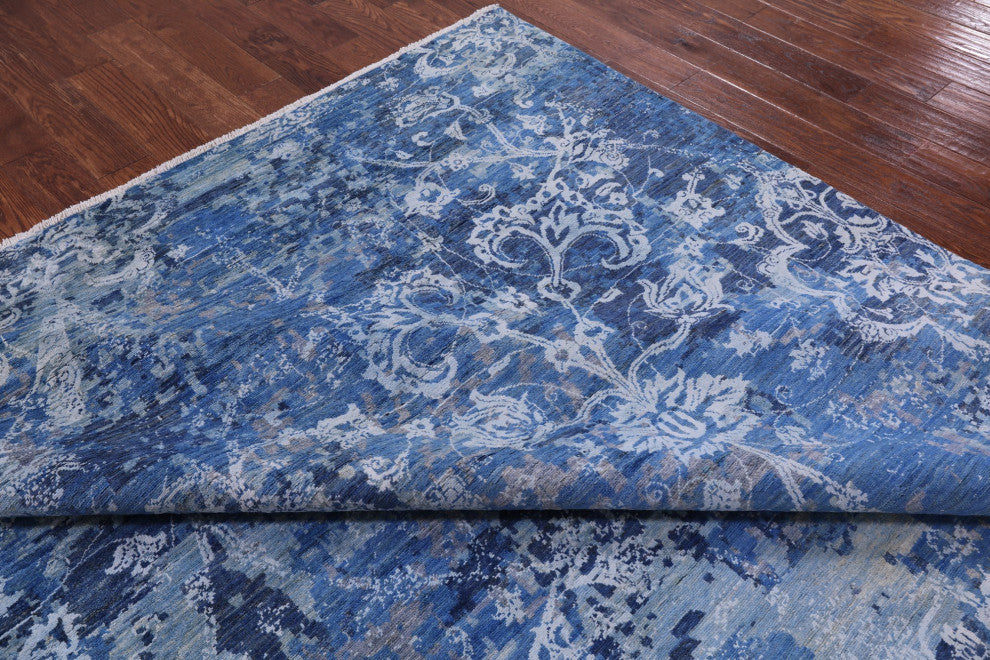 8' 9" X 12' 1" Modern Wool and Silk Handmade Rug Q10320