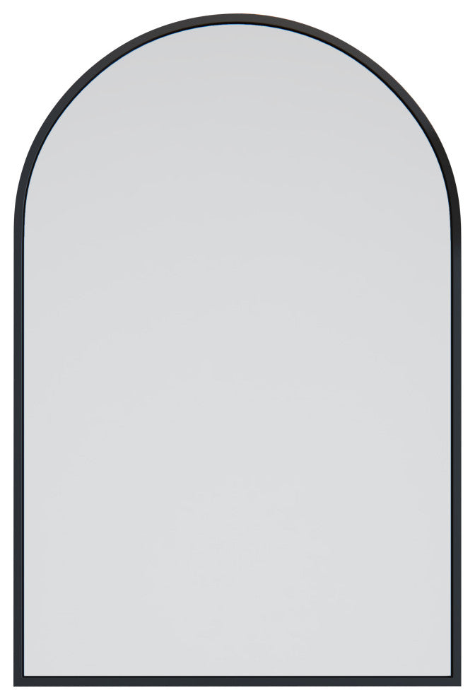 30"Hx20"W Arch Shape Stainless Steel Framed Mirror, Black