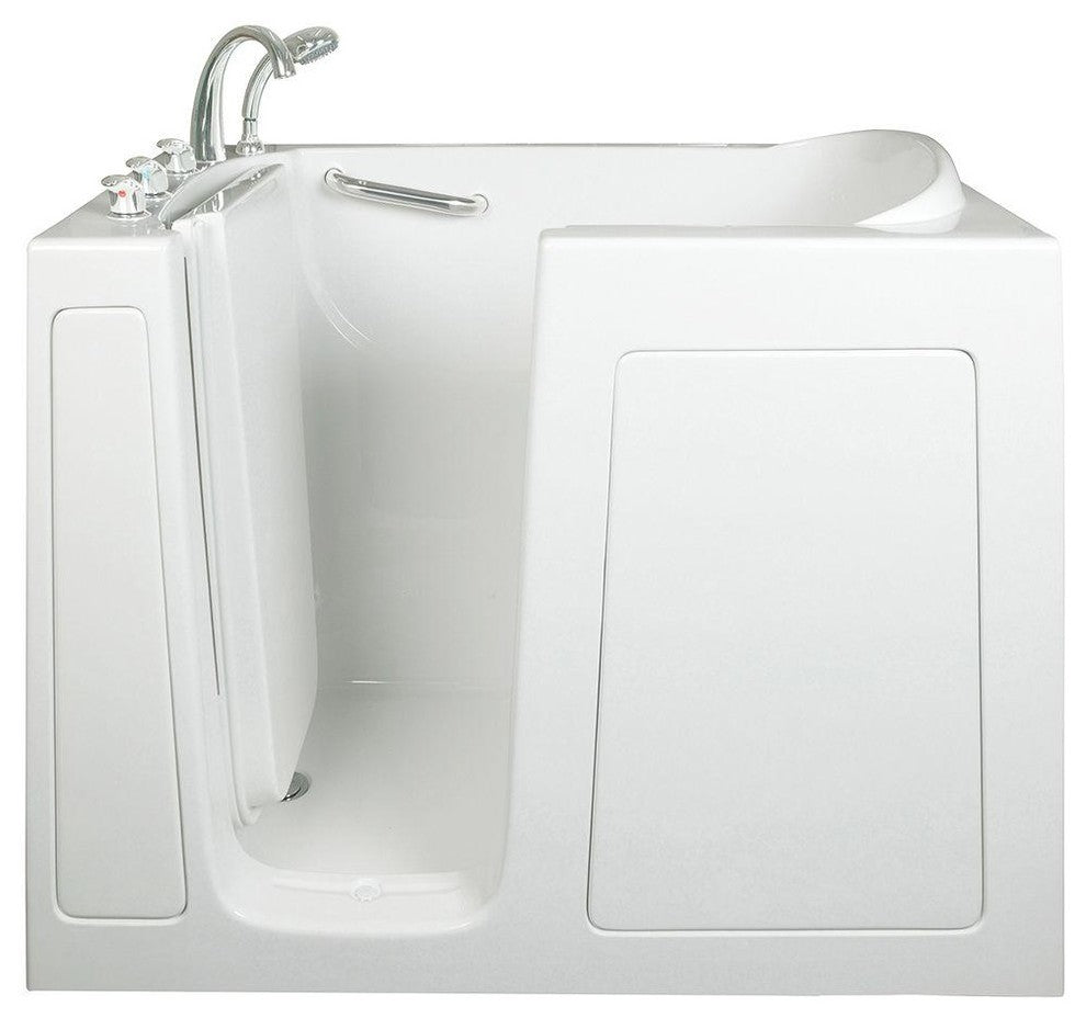 Low Threshold 4.33'x30" Walk-In Soaking Bathtub, White With Right Drain