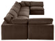 Comfy Upholstered U-Shaped Modular Sectional, Brown, 7-Piece: 5 Armless Chair, 2 Corner Chair, Velvet