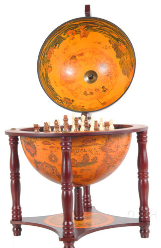 Red Globe 13" With Chess Holder Globe Wine Stand Bar Cabinet
