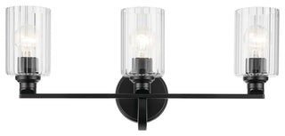 24.25" 3-Light Vanity Light With Clear Fluted Glass