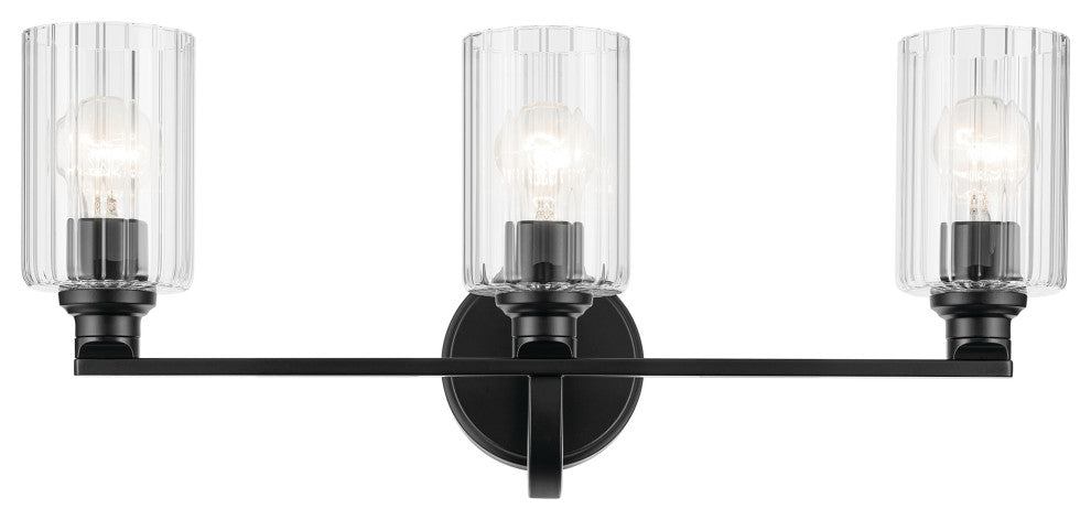 24.25" 3-Light Vanity Light With Clear Fluted Glass