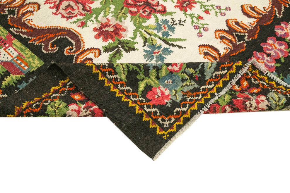 Rug N Carpet - Handmade Moldovan 6' 10'' x 8' 10'' Antique Rose Kilim Rug
