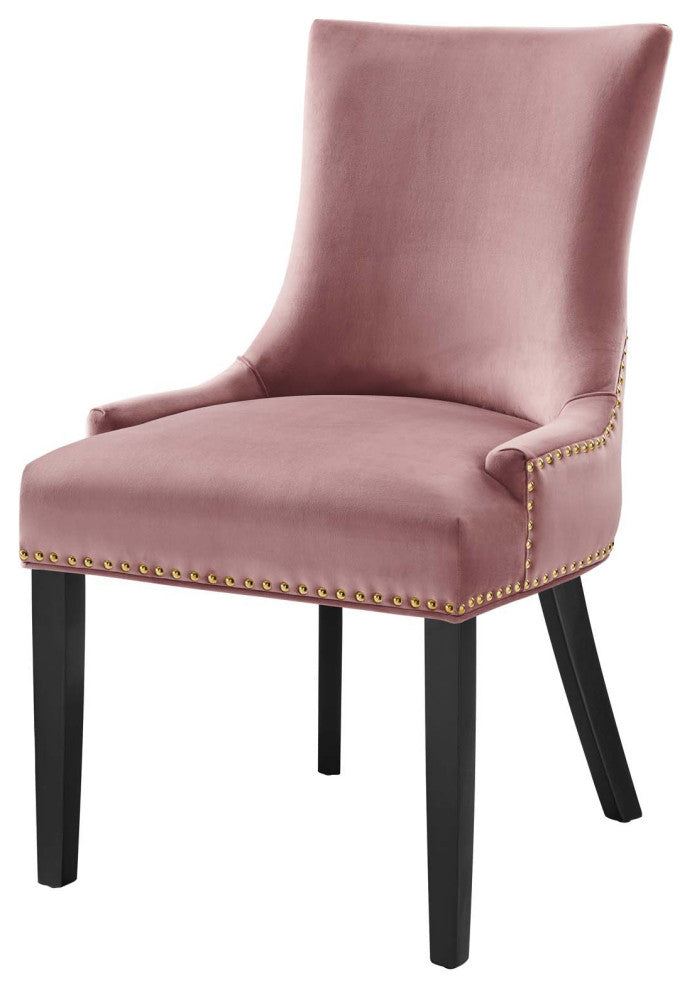 Dining Chair, Nailhead, Set of 2, Pink, Velvet, Modern, Cafe Bistro Hospitality