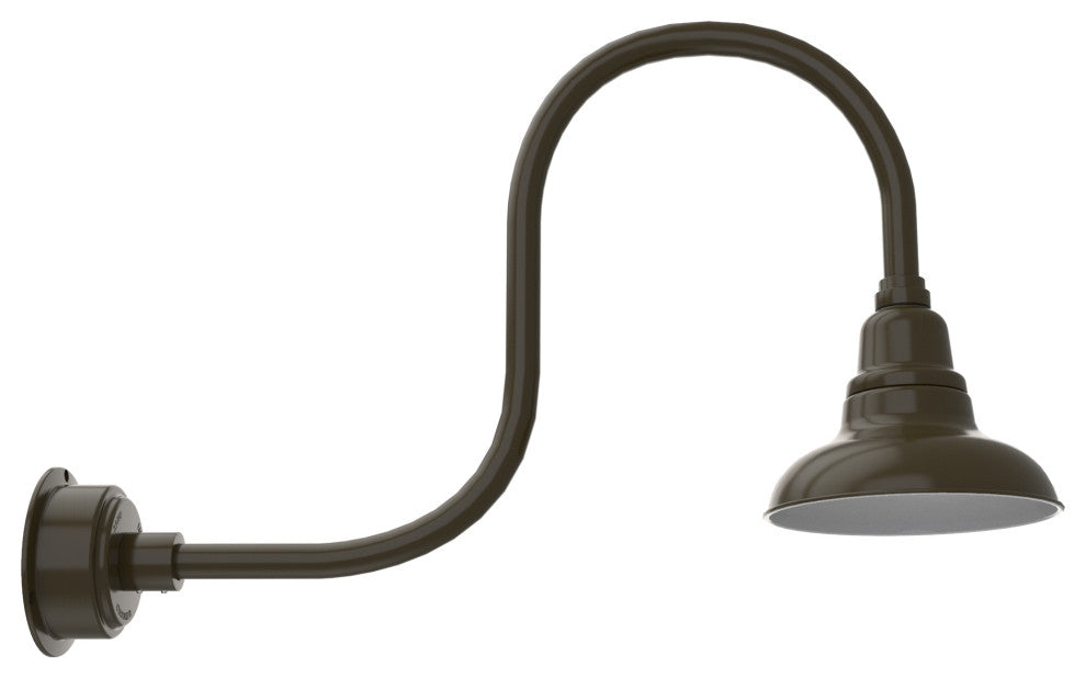 Gooseneck Barn Light With Antique Arm, Mahogany Bronze, 8"