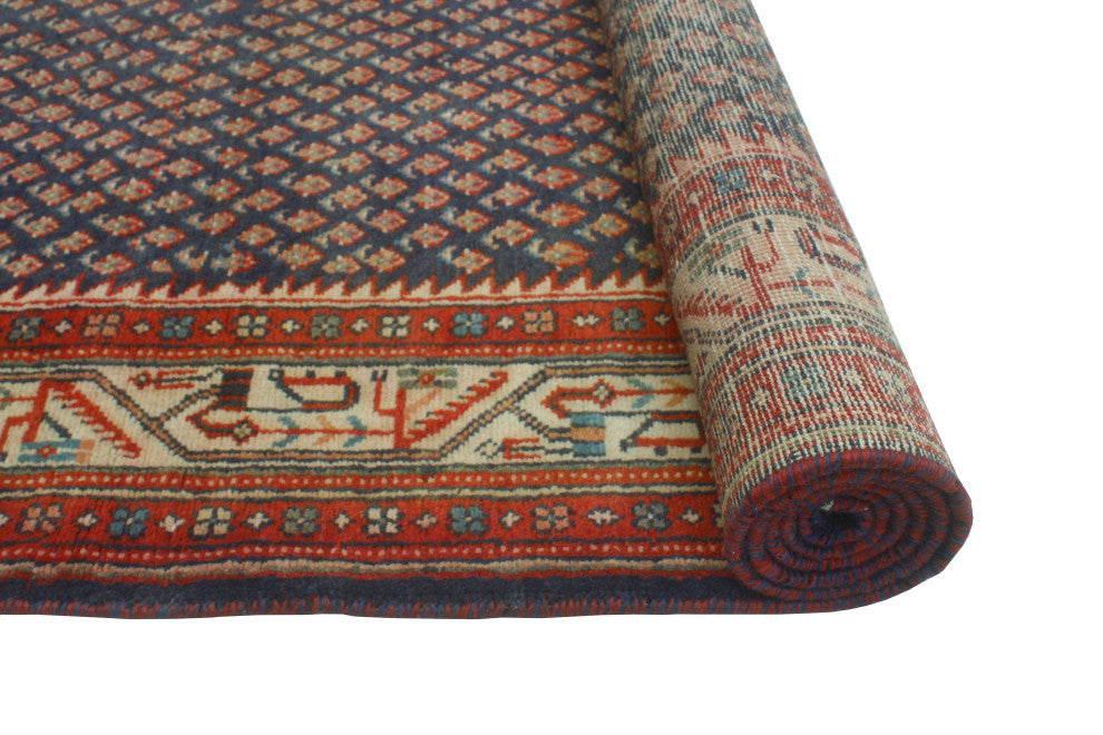 Fine Vintage Distressed Ronny Blue/Beige Runner, 3'5x10'5
