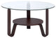31" X 31" X 18" Dark Walnut Clear Glass Wood Coffee Table