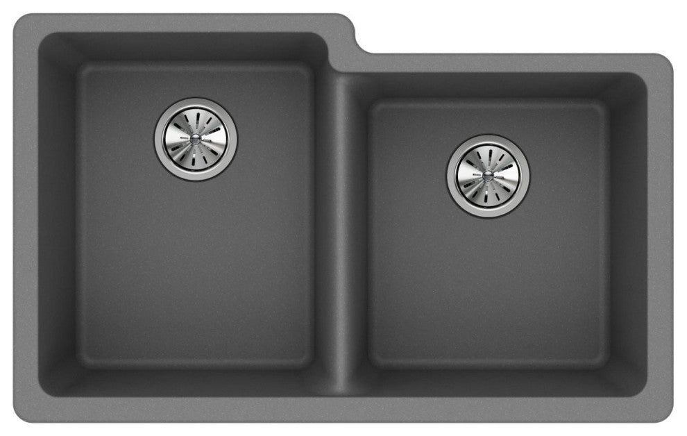 ELGU250RGS0 Quartz Classic 33" x 20-1/2" Double Bowl Undermount Sink, Greystone