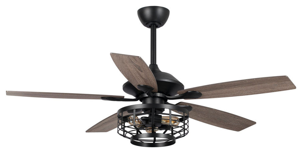 52 in 5 Blades Ceiling Fan with Remote Control in Matte Black