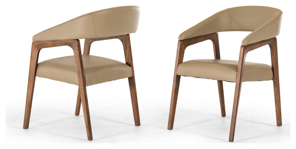 HomeRoots 31" Taupe Leatherette and Walnut Wood Dining Chair