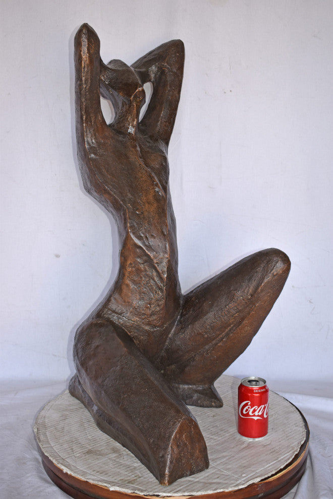 Modern Art Women Enjoying the Sun Bronze Statue - Size: 20"L x 13"W x 34"H.