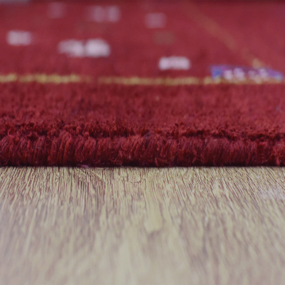 HAND KNOTTED LOOM SILK ECO-FRIENDLY AREA RUGS -6'x9',Rectangle,Red,Contemporary