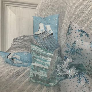 Baby Its Cold Outside Ice Skates Handmade Deco Mesh Wreath