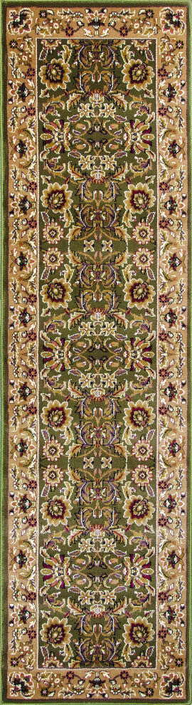 HomeRoots 5' x 8' Green or Taupe Floral Bordered Area Rug
