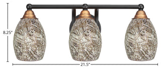 Paramount 3-Light Bath Bar, Matte Black & Brass, 5" Natural Fusion Glass