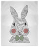 60 x 80 in Bow-tie Easter Bunny Throw Blanket, Laurel Tree Green