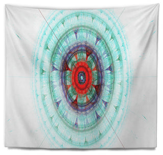 Light Blue Fractal Sphere Abstract Wall Tapestry, 60"x50"