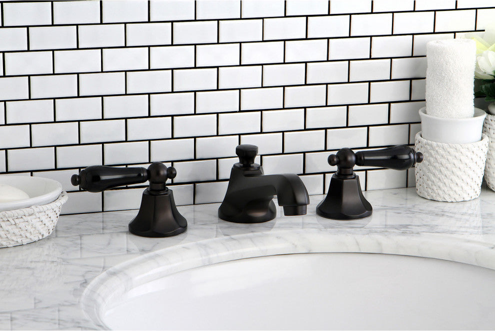Kingston Brass Widespread Bathroom Faucet With Brass Pop-Up, Oil Rubbed Bronze
