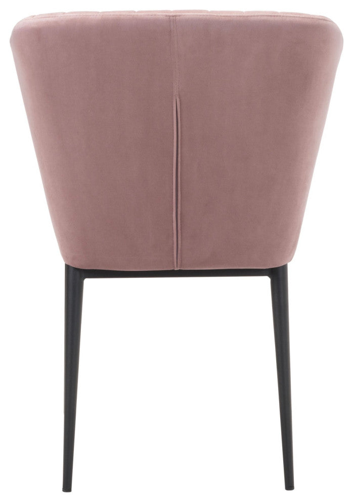 Dining Chair, Set of 2, Steel Metal, Fabric, Pink, Black, Kitchen Cafe Bistro