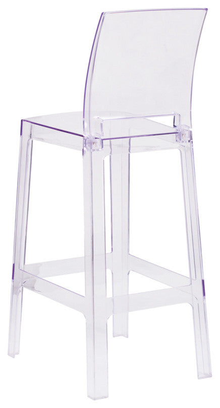 Ghost Barstool With Square Back in Transparent Crystal