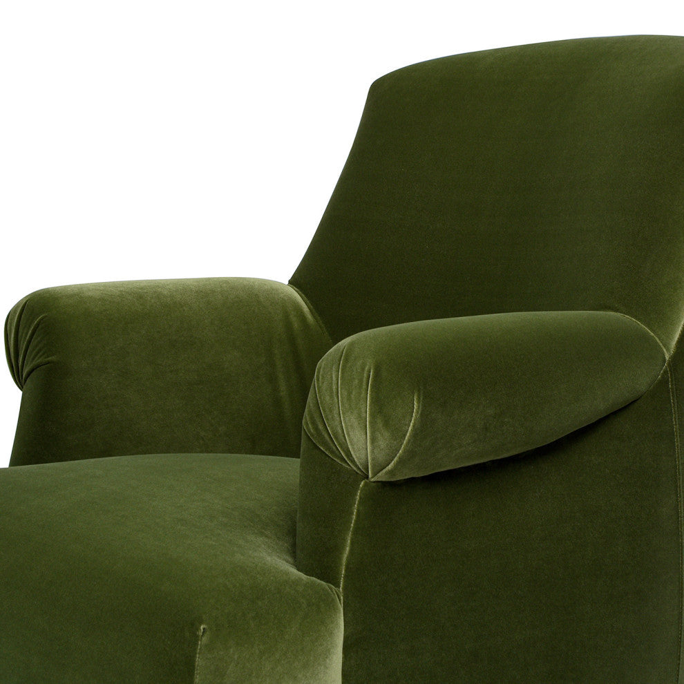 Eloise 30" Pleated Sock Arm Accent Armchair, Olive Green Performance Velvet