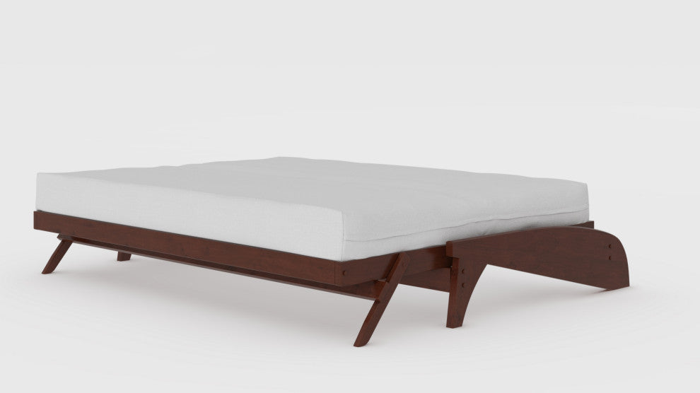 Dillon All Wood Wall Hugger Futon Frame, Dark Cherry, Queen