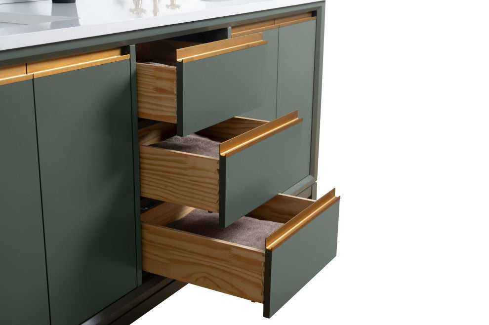 Vanity Art Bathroom Vanity With Sink, Vintage Green, 72" Double