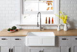 Solid Surface White Stone Front Farmhouse Single Bowl Kitchen Sink, Matte White