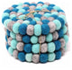 Felt Ball Coasters, Set of 4, Light Blues
