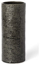10" Black and Gold Check Tall Ceramic Vase