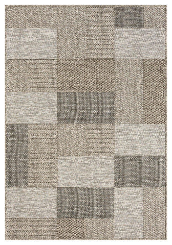 Paolo Modern Color-Block Brown Indoor Outdoor Area Rug, 5' x 7'